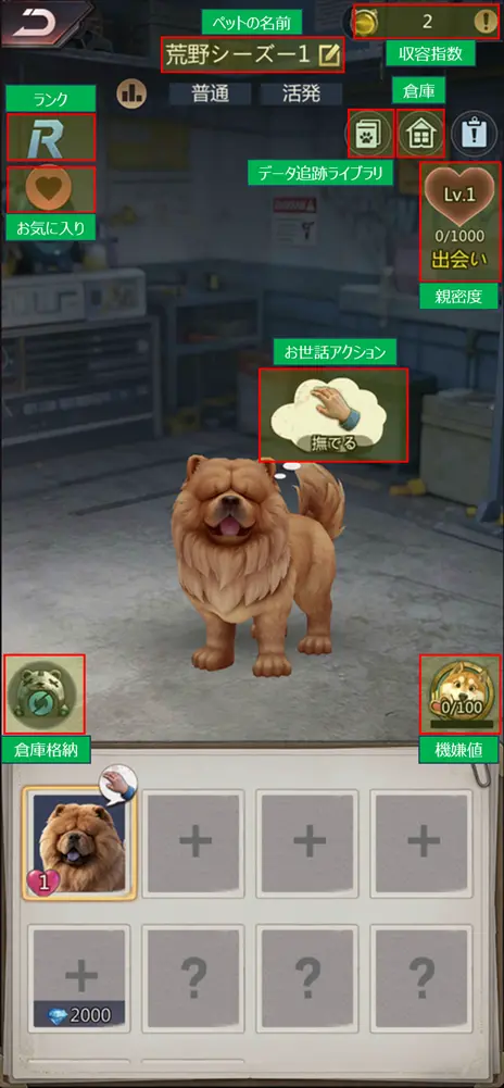 ペットメイン画面